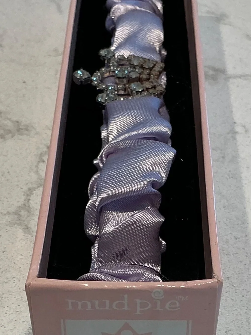Mud Pie Tiara Headband Crystal Rhinestones Baby Girl Princess Purple Satin